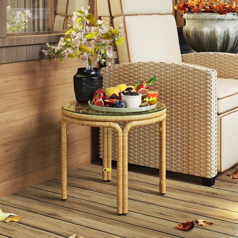 Runder Rattan Couchtisch mit Glasplatte | RattanHaus™