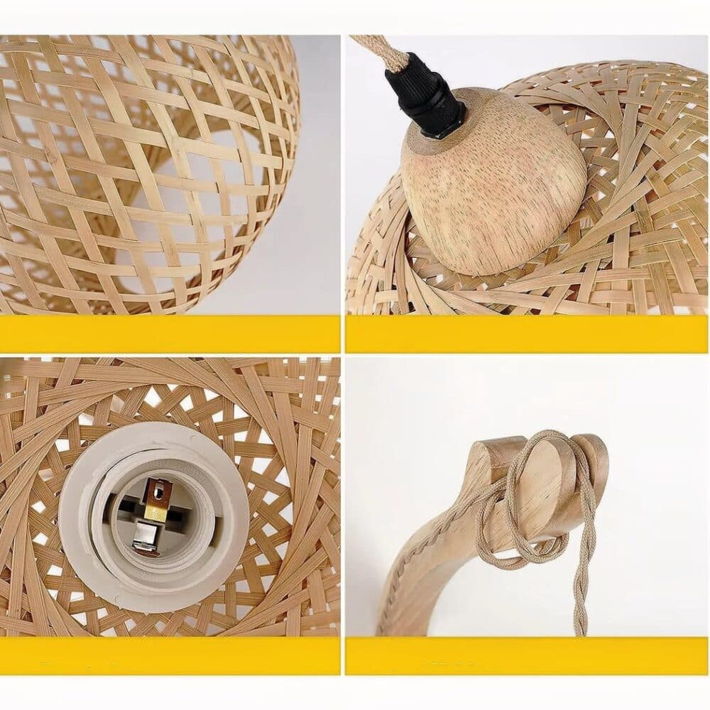 Bambus-Rattan Wandleuchte mit Kabel & Schalter E27 | RattanHaus™