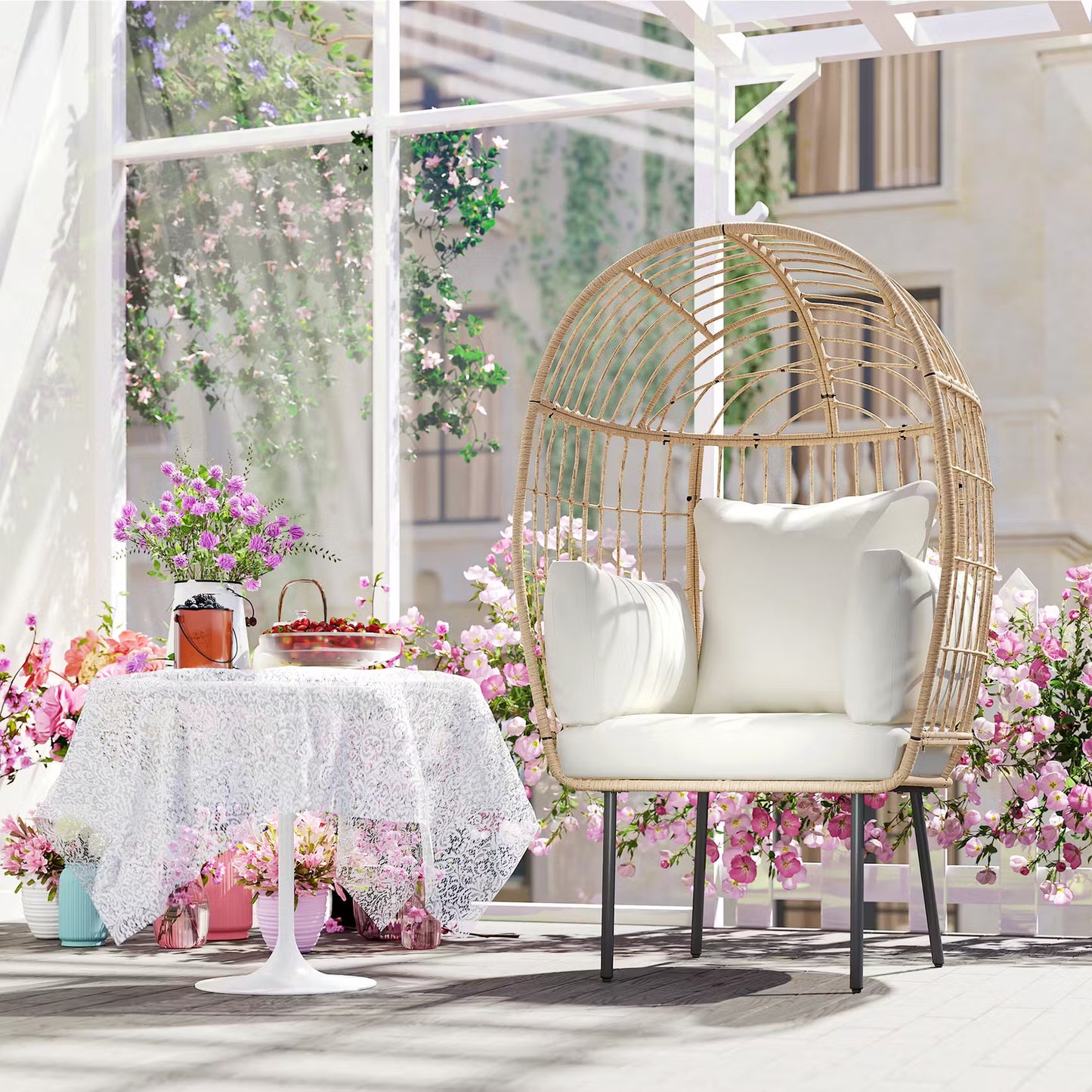 Eiförmiger Rattan Loungesessel für Garten & Terrasse – Wetterfest | RattanHaus™