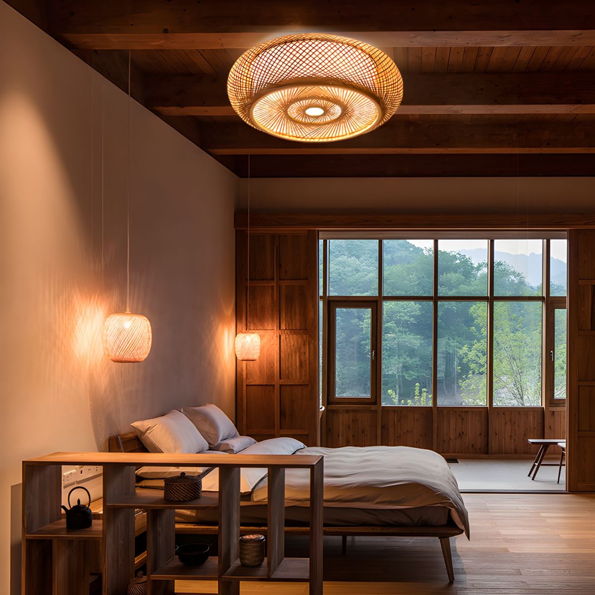 Deckenlampe aus Rattan – Handgeflochtene Boho Naturleuchte | RattanHaus™