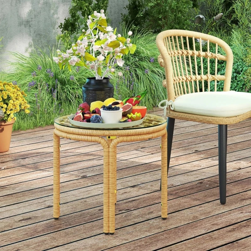 Runder Rattan Couchtisch mit Glasplatte | RattanHaus™