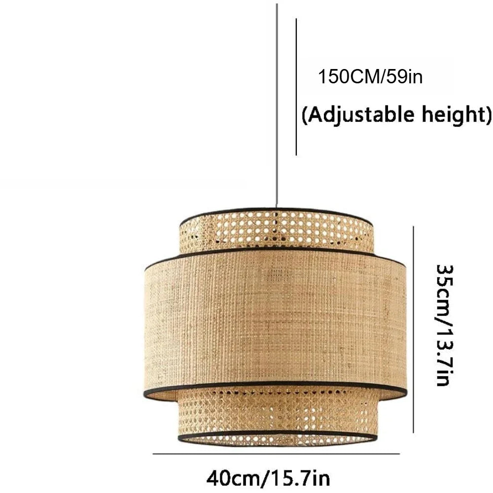 Rattan Pendelleuchte Ø 40 cm – Handgewebte Boho Hängeleuchte aus Bambus für Esszimmer & Wohnzimmer | RattanHaus™
