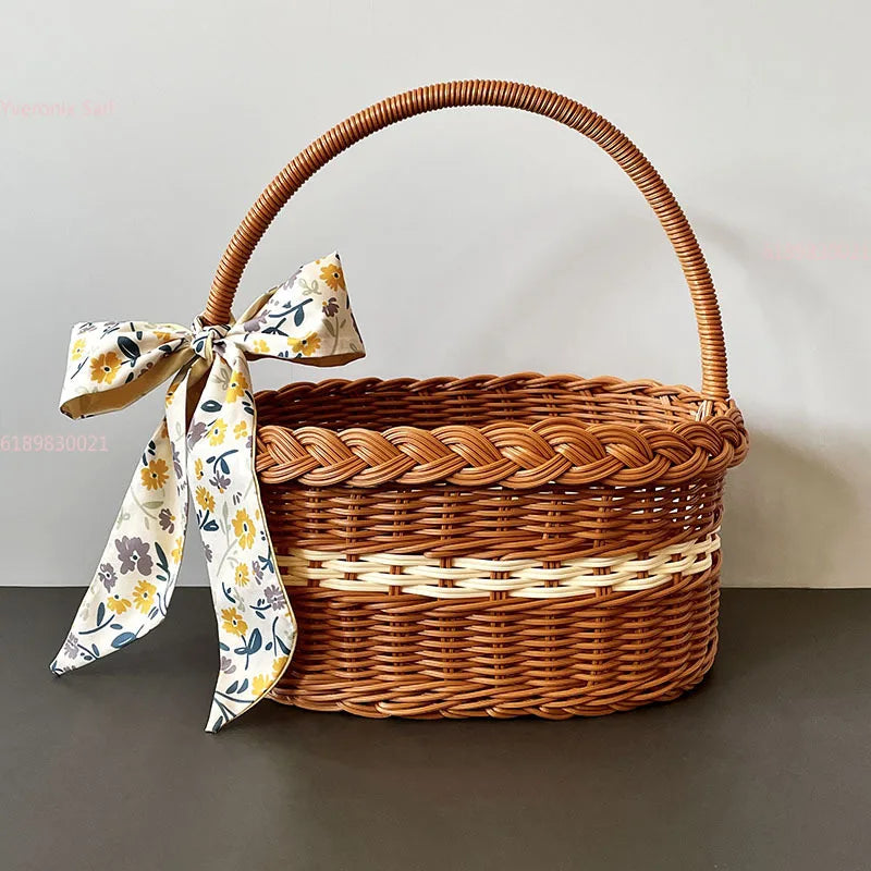 Großer Rattan Korb mit Griff für Einkauf & Aufbewahrung | RattanHaus™