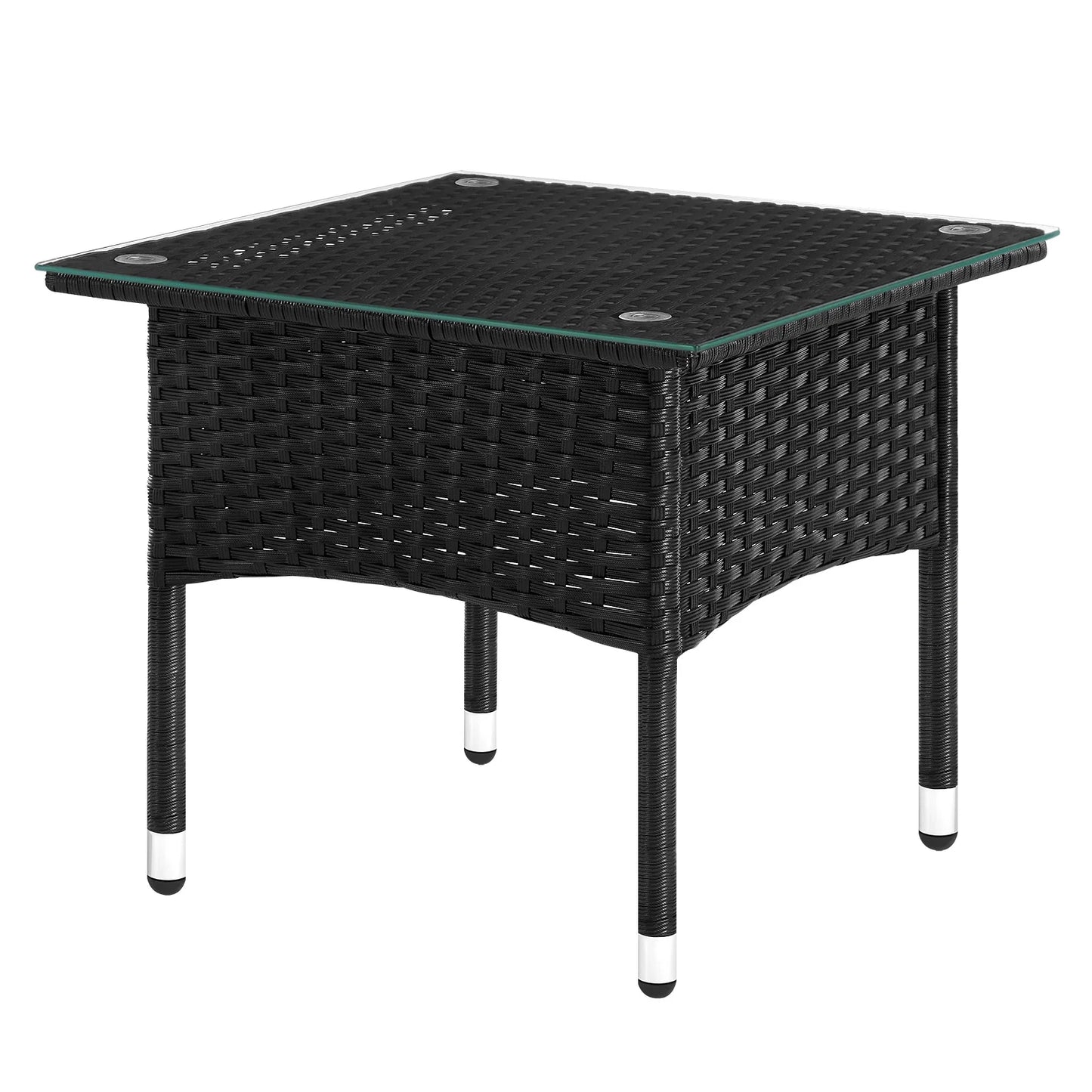 Quadratischer Rattan Beistelltisch mit Glasplatte | RattanHaus™