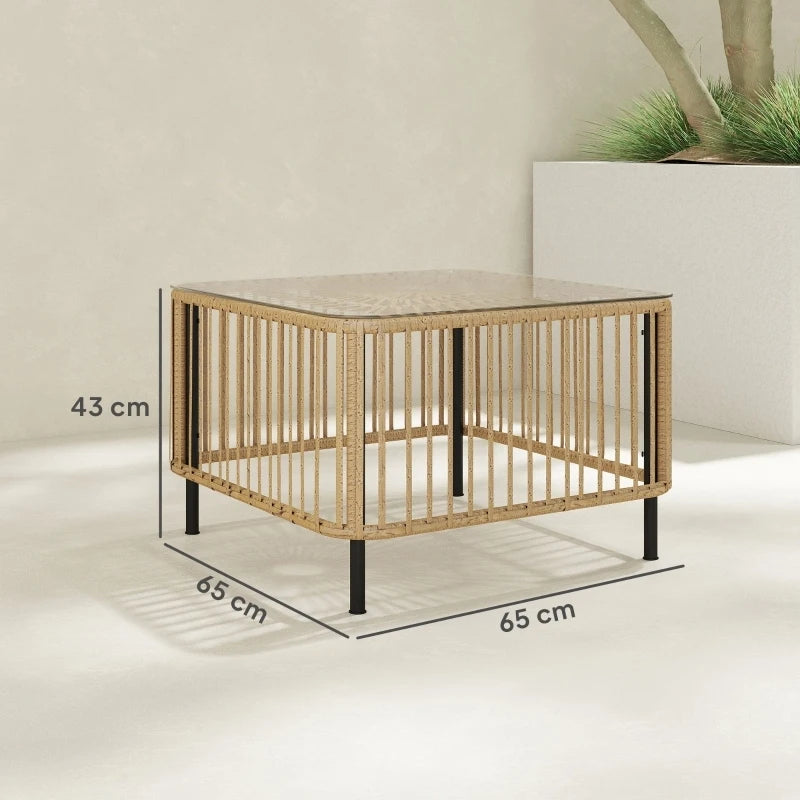 Rattan Gartentisch Quadratisch mit Glasplatte | RattanHaus™