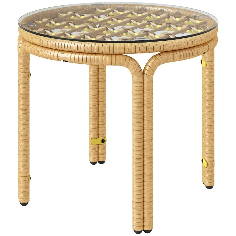 Runder Rattan Couchtisch mit Glasplatte | RattanHaus™