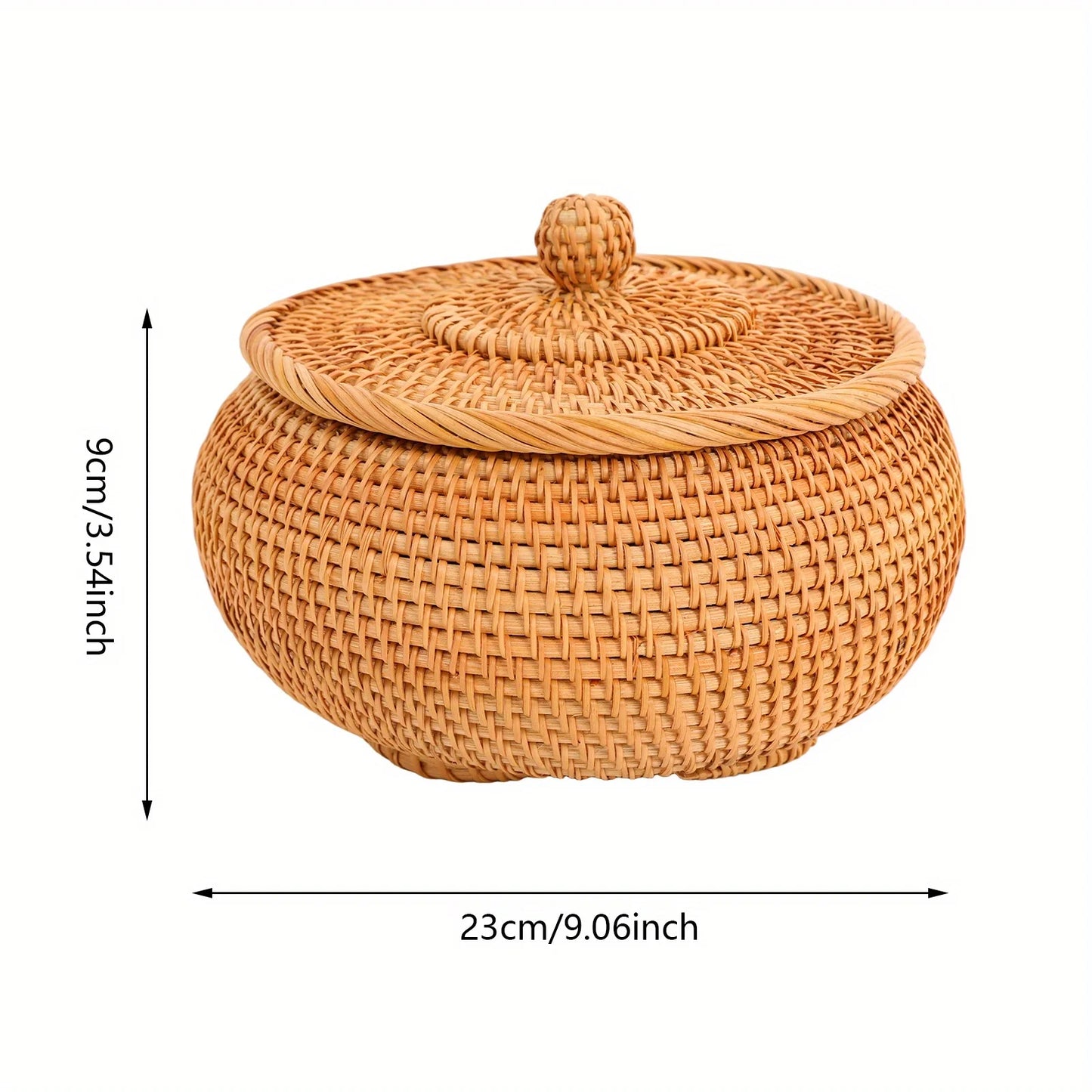 Kleine Rattan Aufbewahrungsbox mit Deckel Ø 23 cm | RattanHaus
