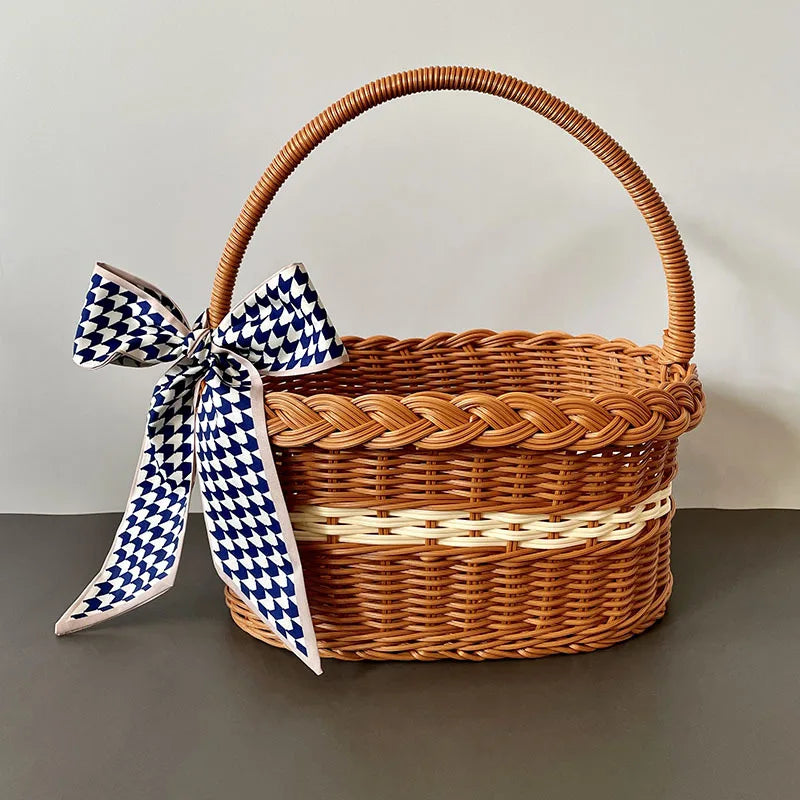 Großer Rattan Korb mit Griff für Einkauf & Aufbewahrung | RattanHaus™