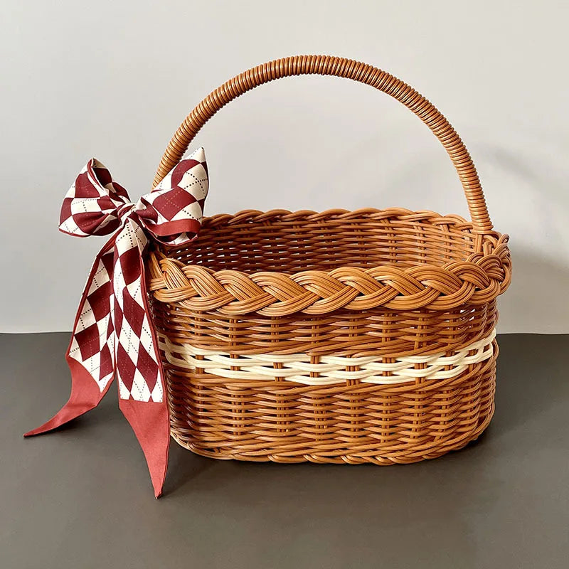 Großer Rattan Korb mit Griff für Einkauf & Aufbewahrung | RattanHaus™