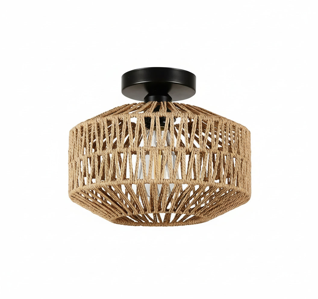 RattanHaus™ Rattan Deckenlampe Boho – Handgeflochtene Natur-Deckenleuchte für Wohnzimmer, Schlafzimmer & Küche