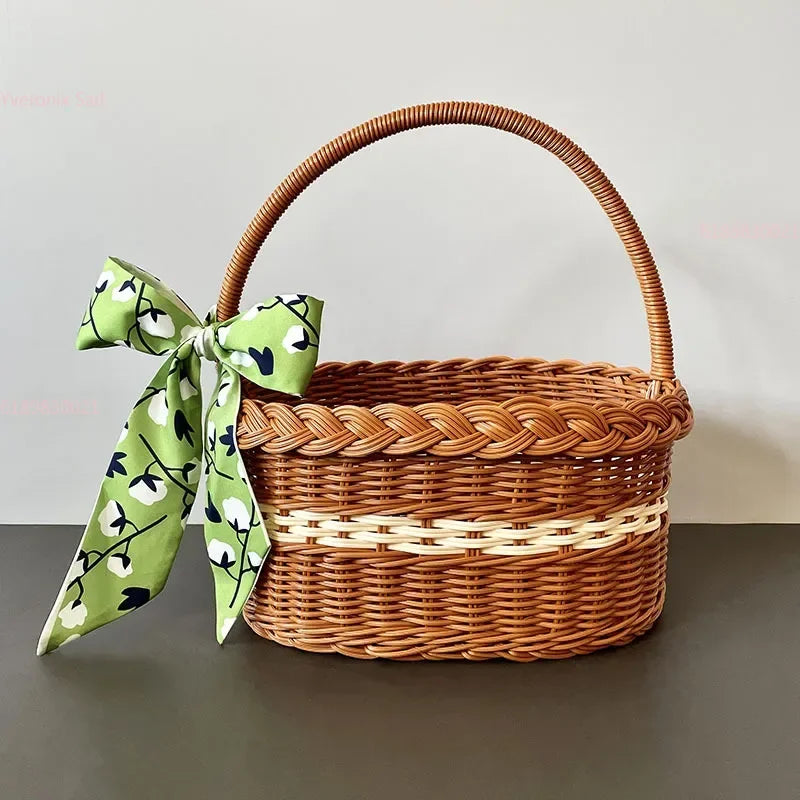 Großer Rattan Korb mit Griff für Einkauf & Aufbewahrung | RattanHaus™