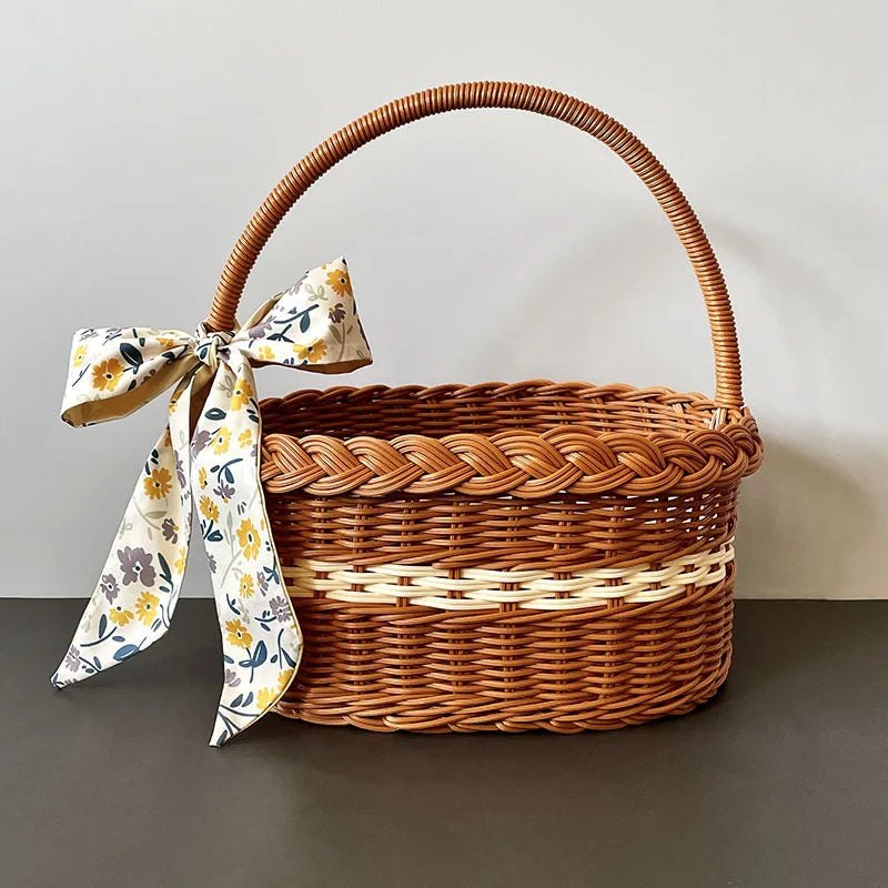 Großer Rattan Korb mit Griff für Einkauf & Aufbewahrung | RattanHaus™