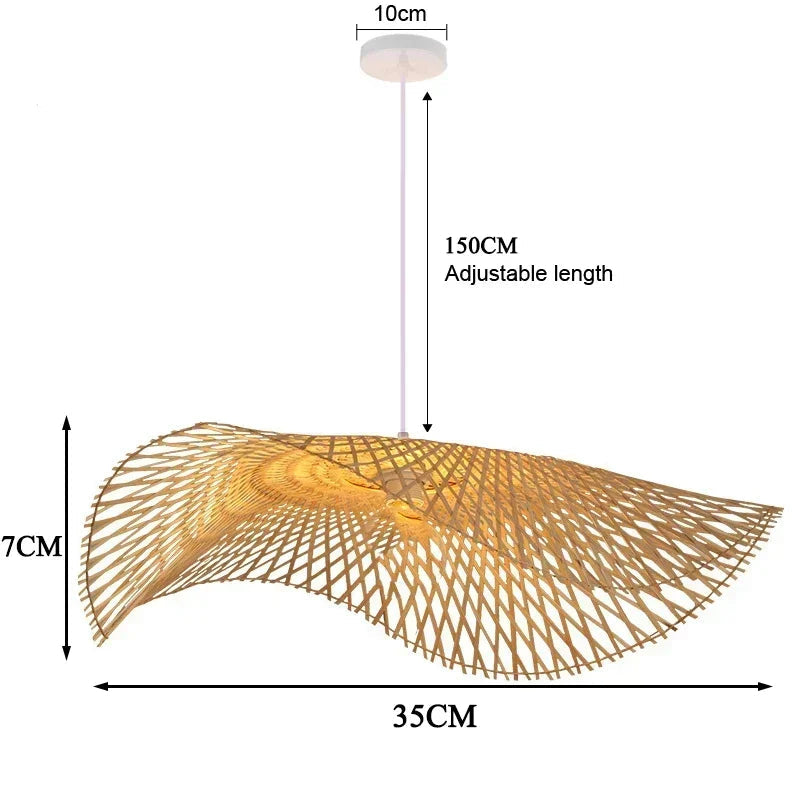 Pendelleuchte Rattan aus Bambus – Handgeflochtene Natur Hängeleuchte | RattanHaus™