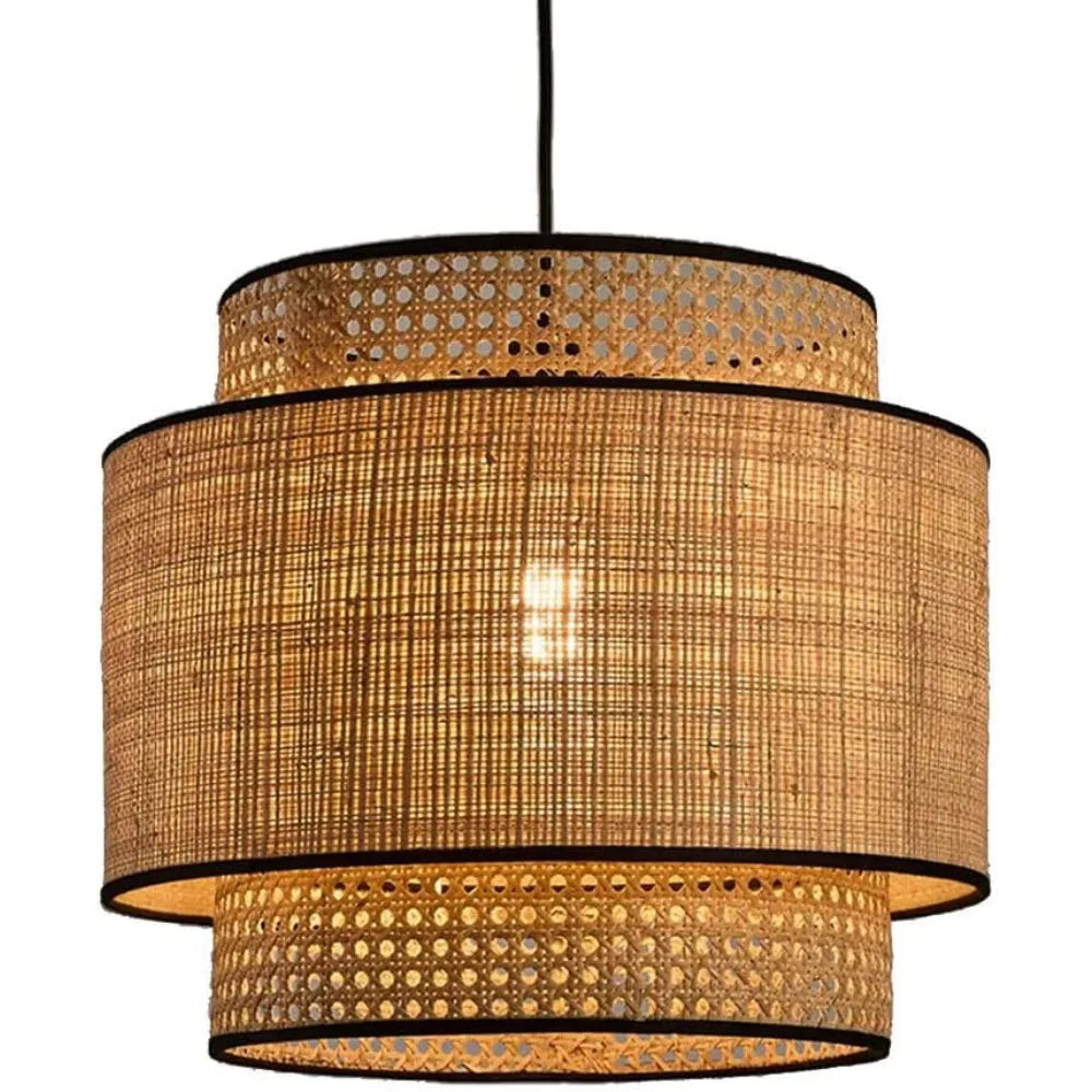 Rattan Pendelleuchte Ø 40 cm – Handgewebte Boho Hängeleuchte aus Bambus für Esszimmer & Wohnzimmer | RattanHaus™