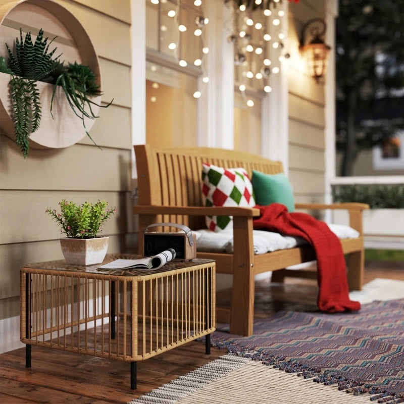 Rattan Gartentisch Quadratisch mit Glasplatte | RattanHaus™