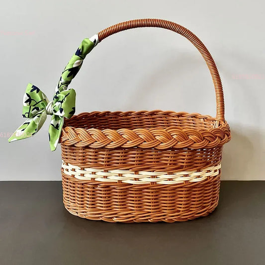 Großer Rattan Korb mit Griff für Einkauf & Aufbewahrung | RattanHaus™