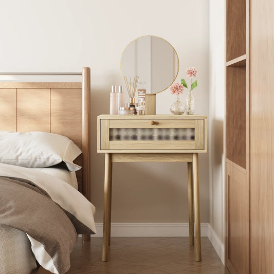 Rattan Schminktisch mit Spiegel & Schublade | RattanHaus™