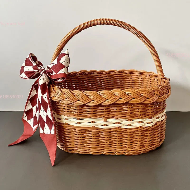 Großer Rattan Korb mit Griff für Einkauf & Aufbewahrung | RattanHaus™