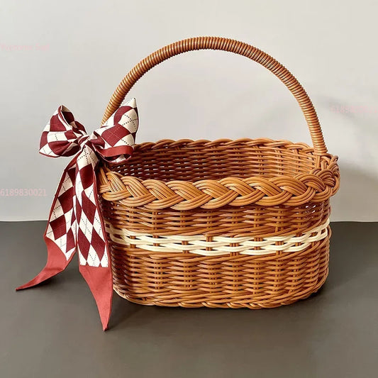 Großer Rattan Korb mit Griff für Einkauf & Aufbewahrung | RattanHaus™