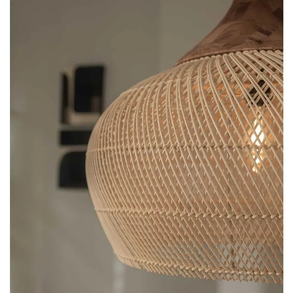 Beige Rattan Pendelleuchte – Wabi-Sabi Boho Design | RattanHaus™