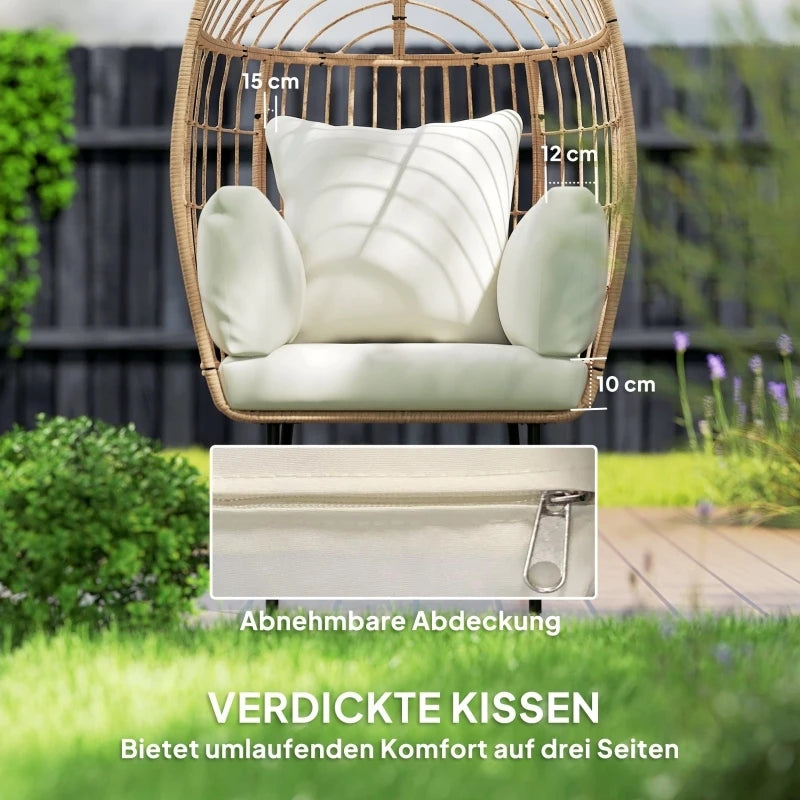 Eiförmiger Rattan Loungesessel für Garten & Terrasse – Wetterfest | RattanHaus™