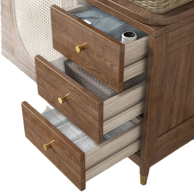 Rattan Kleiderschrank aus Massivholz – Japanischer Stil mit 4 Türen für das Schlafzimmer | RattanHaus™