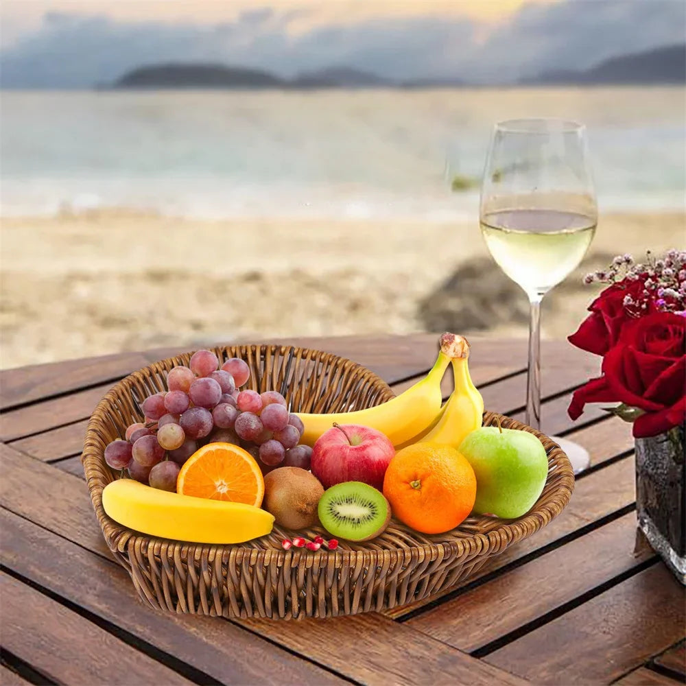 2er Set Herzförmige Brotkörbe im Rattan-Look | Servier- & Aufbewahrungskörbe | RattanHaus™