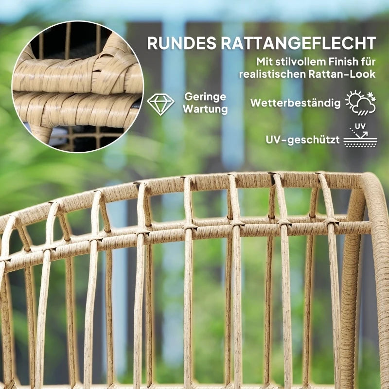 Eiförmiger Rattan Loungesessel für Garten & Terrasse – Wetterfest | RattanHaus™