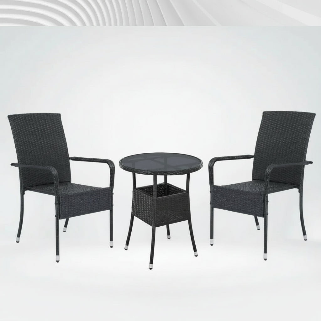 Rattan Gartentisch Ø 60 cm – Wetterfester Balkon- & Beistelltisch mit Glasplatte | RattanHaus™