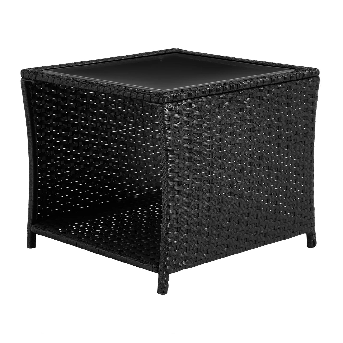 Rattan Beistelltisch mit Glasplatte & Stauraum | RattanHaus™
