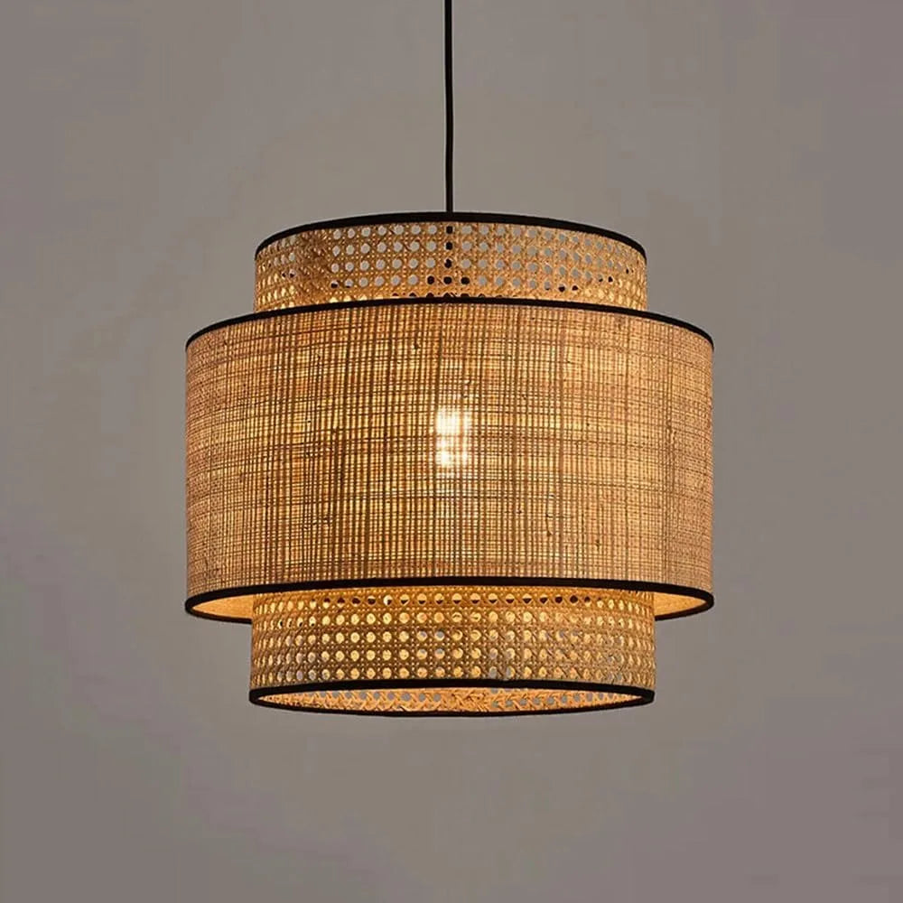 Rattan Pendelleuchte Ø 40 cm – Handgewebte Boho Hängeleuchte aus Bambus für Esszimmer & Wohnzimmer | RattanHaus™