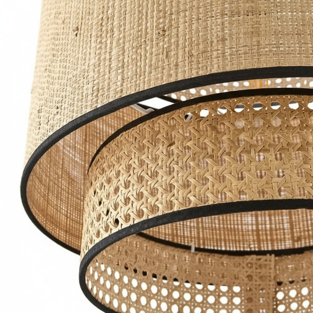 Rattan Pendelleuchte Ø 40 cm – Handgewebte Boho Hängeleuchte aus Bambus für Esszimmer & Wohnzimmer | RattanHaus™