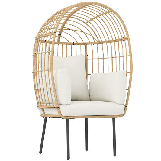 Eiförmiger Rattan Loungesessel für Garten & Terrasse – Wetterfest | RattanHaus™